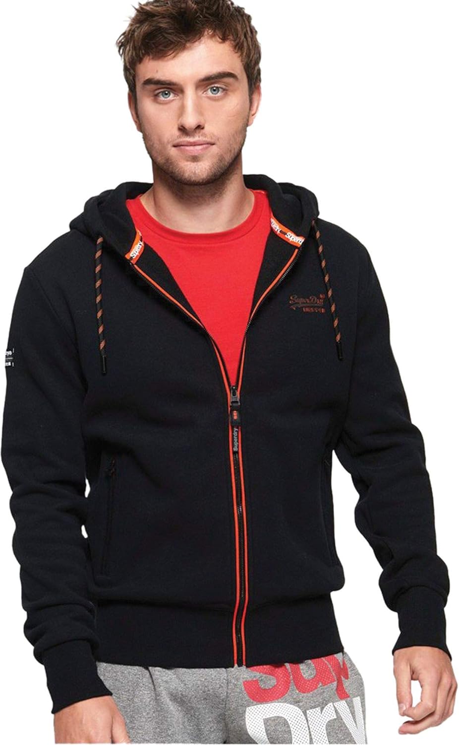 black superdry zip hoodie