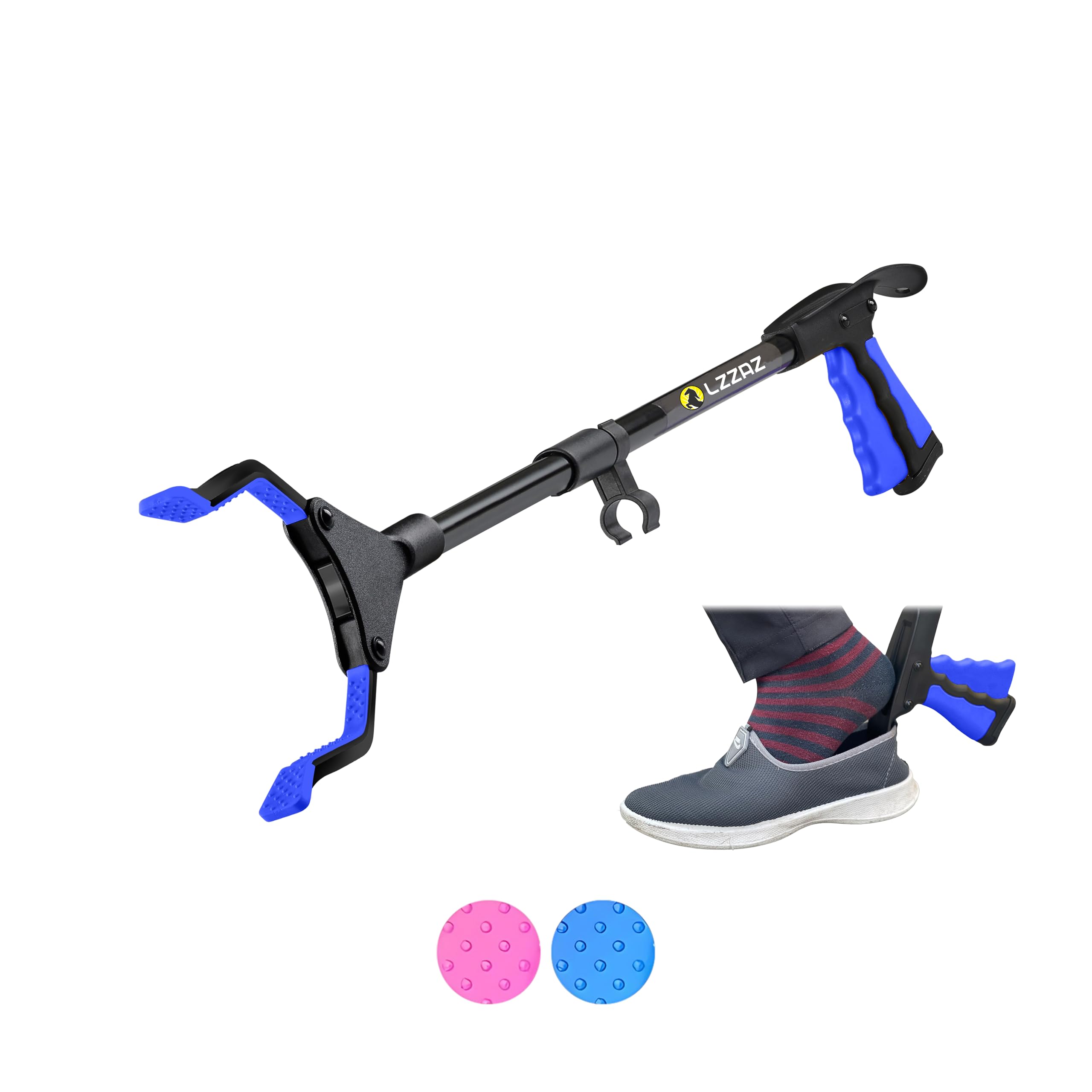 LZZAZ 24inches/61cm Small Litter Pickers for Children with Shoehorn, Versatile Reacher Grabber Stick for Disabled aids, Ideal for Mobility Aids, Disability Aids & Rubbish Picker Grabber (24" Blue)