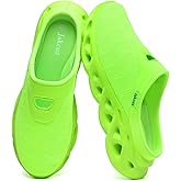 Jakcuz Men Backless Mules Loafers Breathable House Shoes Open Back Walking Shoes Fluorescent Green Size 7