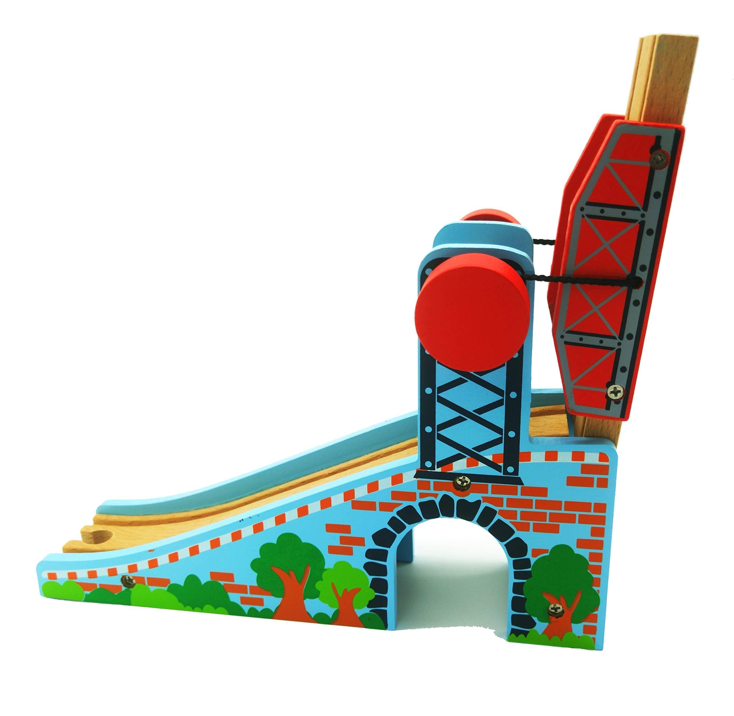 Z MAYABBO Wooden Train Tracks Accessories Wood Train Lifting Bridge for Railroad Tracks fits for All Railway Tracks