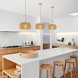 OCWHT Rattan Pendant Light Fixture Ceiling Bohemian