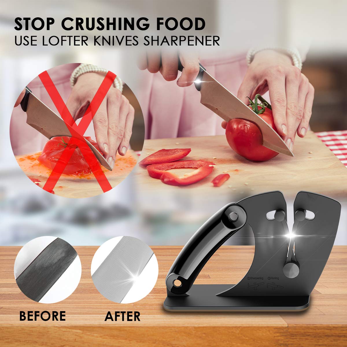 Knife Sharpener, LOFTER Upgrade Bracket Edge Kitchen Sharpener