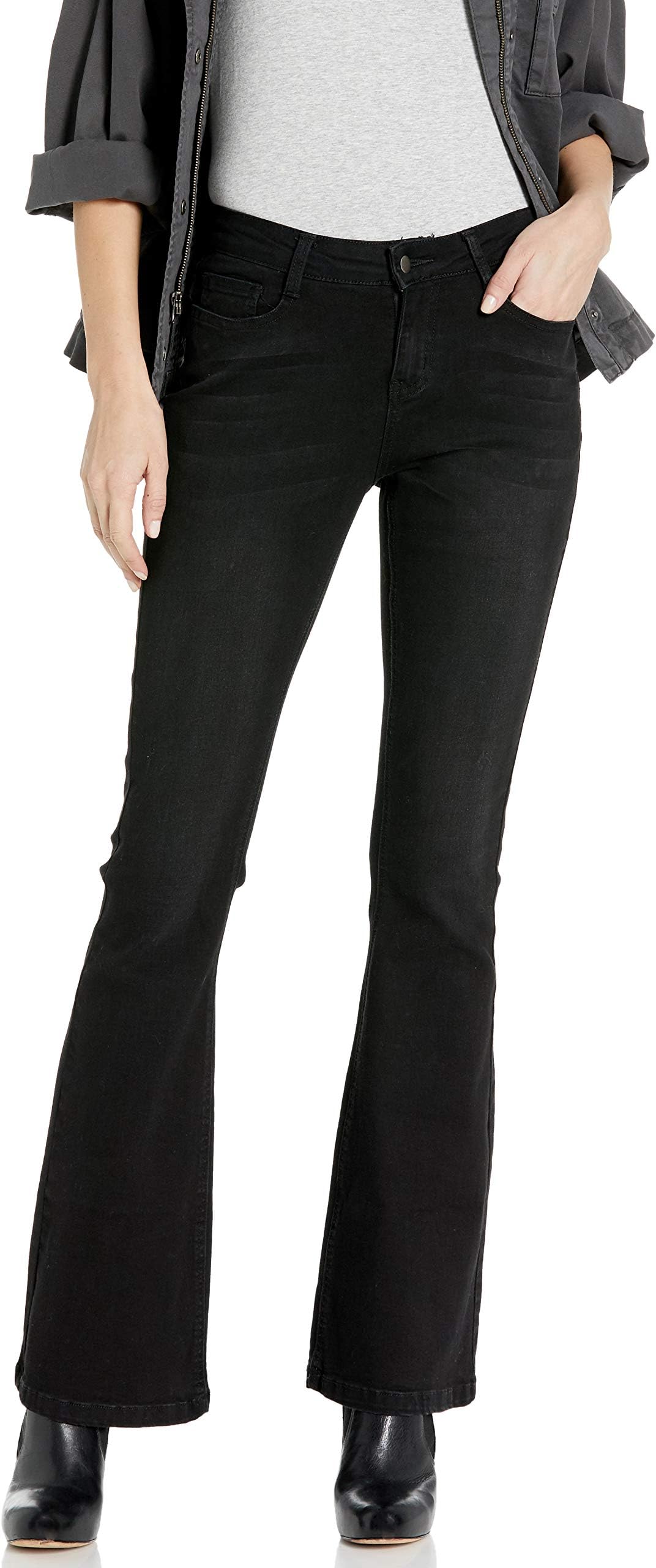 Women's Juniors Trendy High Waist Slim Denim Flare Jeans Bell Bottom Pants