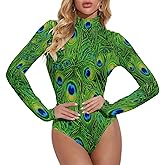 MZERSE Women's Turtle Mock Neck Long Sleeve Slim Fit Tops Bodysuits Jumpsuit