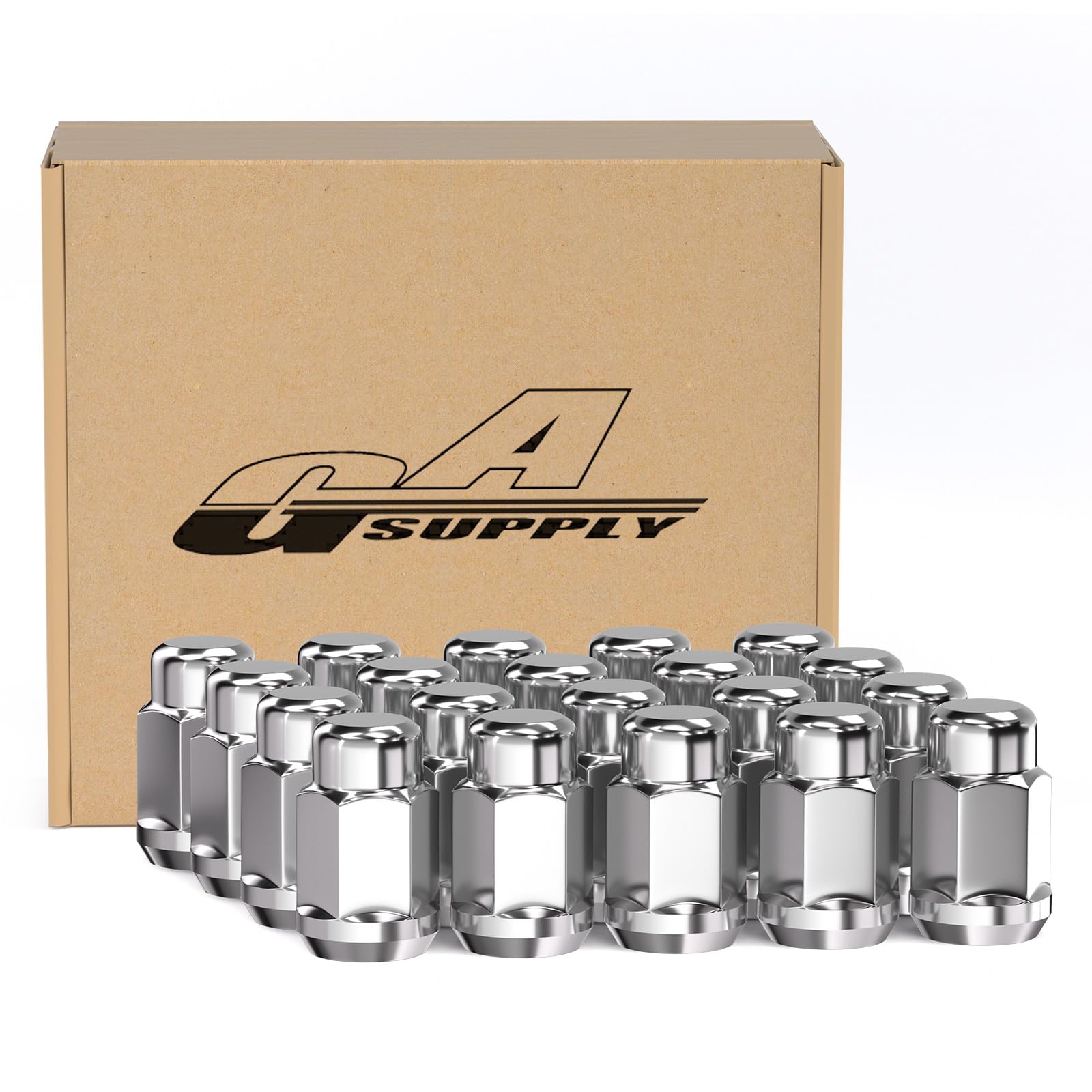 Photo 1 of GAsupply M12x1.25 Lug Nuts, Closed End Bulge Acorn Chrome Lug Nuts Cone Seat 1.38" 35mm Tall 3/4" 19mm Hex, 20 Pack
