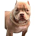 PP COLOR Gold Chain Dog Collar-3/4 width Cuban Link Dog Necklace, Cute Fashion Pet Collar for Pit Bulldog, Light Metal Jewelry Chain Puppy Accessories 11"