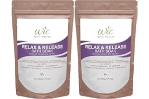 WIC Family Naturals Relax & Release Bath Salts, 10 Treatments Per Bag - Relaxation & Restful Sleep Mineral Bath Soak w/Essent