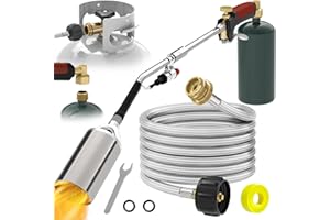 MEFUN Propane torch weeds burner kit, large propane torch high BTU, Blow Torch with 1lb Propane Converter 10FT Braided Hose, Heavy Duty Flamethrower with Turbo Trigger for Weeding,Roofing, Melting Ice/Snow