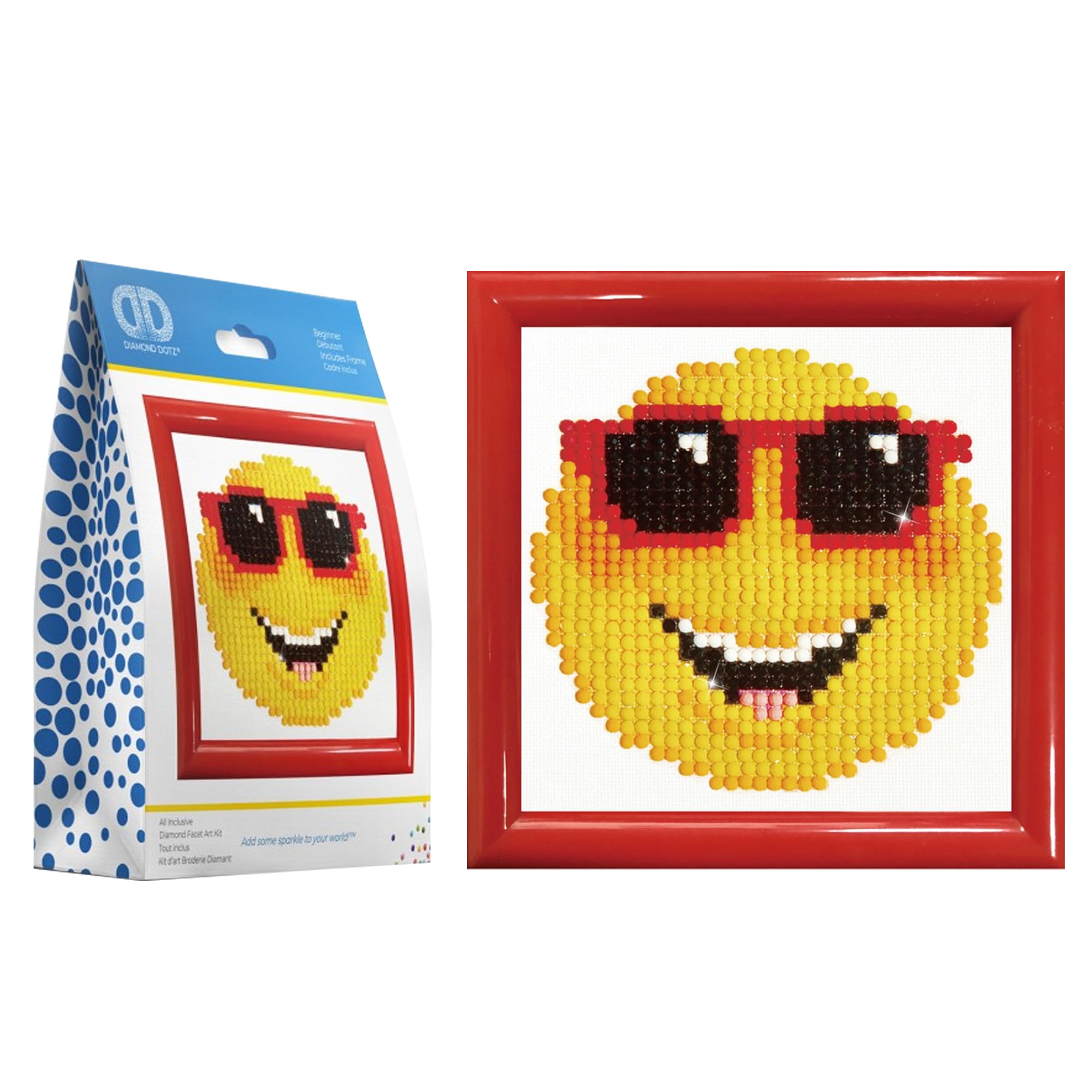 DIAMOND DOTZ Diamond Dots Painting, Beginner Kit with Frame, DD1F, Smiling Face, 10.2 x 10.2cm — image 1