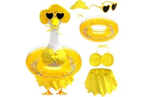 Hawaiian Porch Goose Outfits Summer Bikini Outfit Fits 23" Goose Statue for Cement Yard Decor Cinco De Mayo (Yellow)