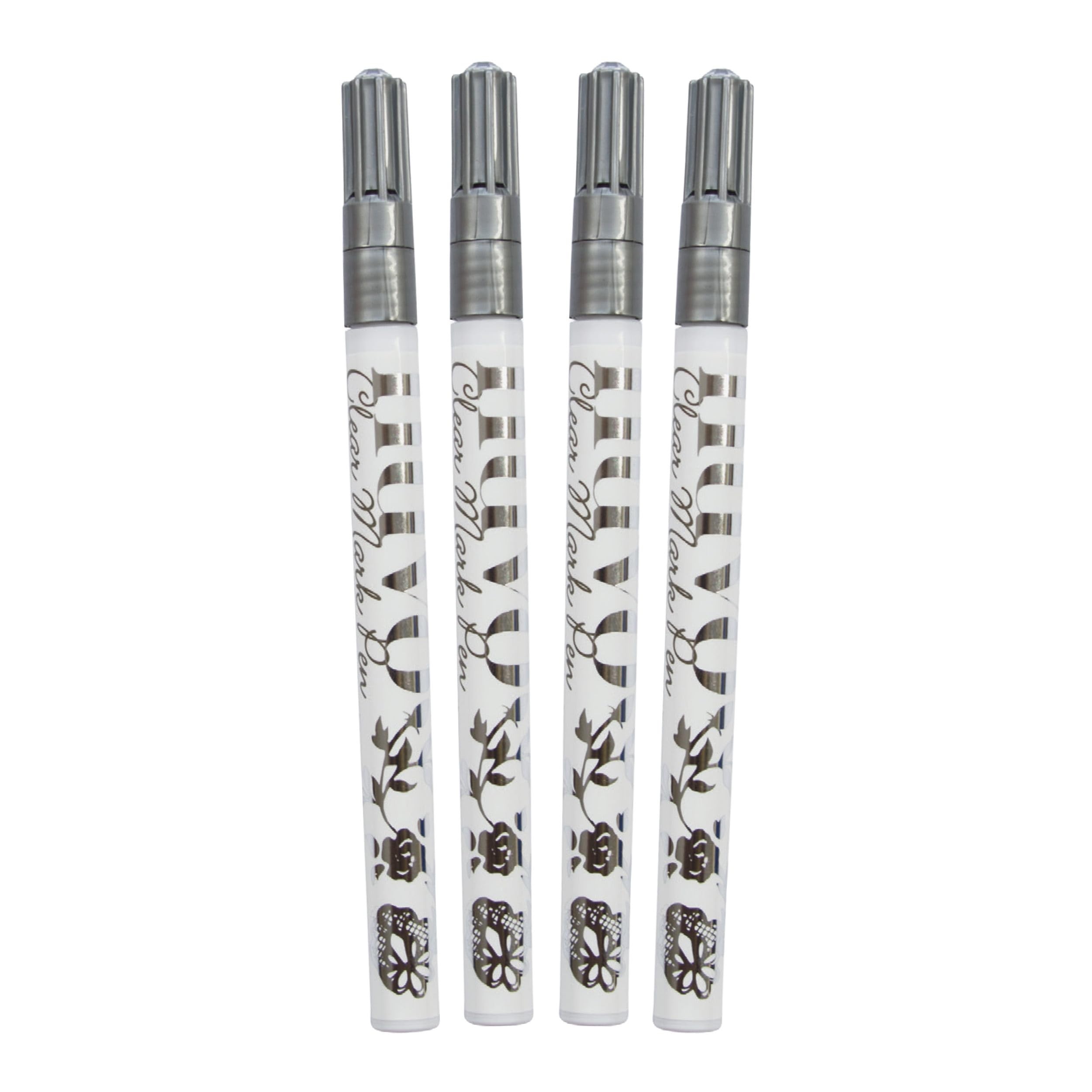 Nuvo Clear Embossing Marker Pen - Precision Fine Bullet Tip - Perfect for Freehand Drawing and Touch-Ups - Compatible with All Grades of Embossing Powder (Pack of 4)