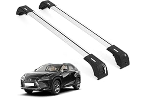 ERKUL Roof Rack Cross Bars for Lexus NX NX200 NX200T NX300 NX300H 2015-2021 | Aluminum Crossbars with Anti Theft Lock for Rooftop | Compatible with Flush Rails - Silver