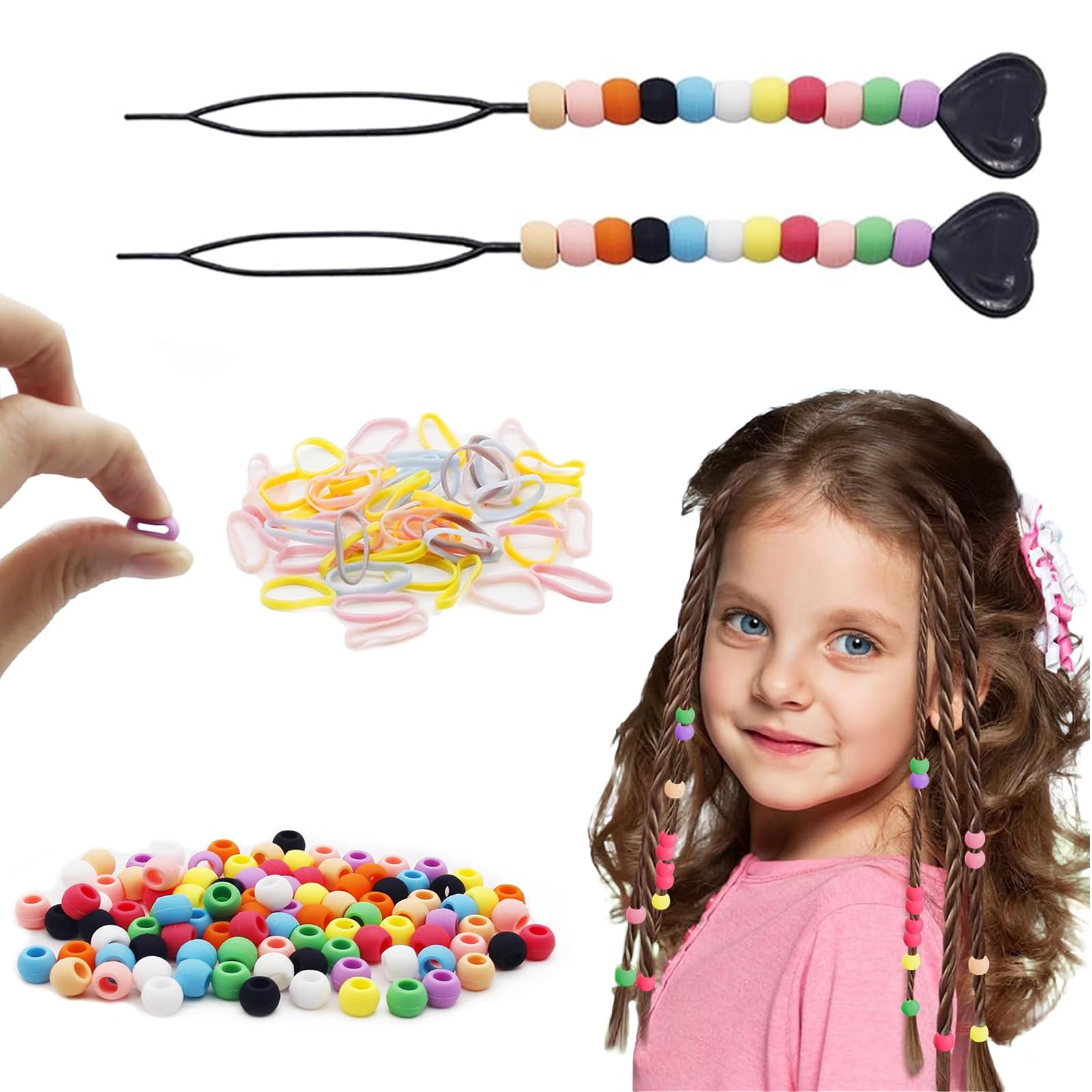 50pc Soft Colorful Silicone Hair Beads for Girls, Women's Hair Accessories for Braids, Perfect for Kids' Hairstyles - Bulk Pony Beads