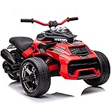 POSTACK 12V Kids ATV, 3-Wheeler Kids Ride on Motorcycle with LED Light, Battery Powered Ride on Vehicle for Kids, High Low Sp