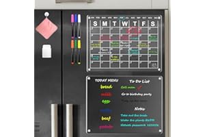 YEEYAA 2024 2 Pieces Magnetic Calendar for Refrigerator, 16" x 12” Acrylic Fridge Calendar Set with 6 Vibrant Markers, Reusable Clear Refrigerator Planner