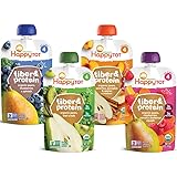 Happy Tot Organics Fiber & Protein Stage 4, 4 Flavor Variety Pack, 4 Ounce Pouch (Pack of 16)