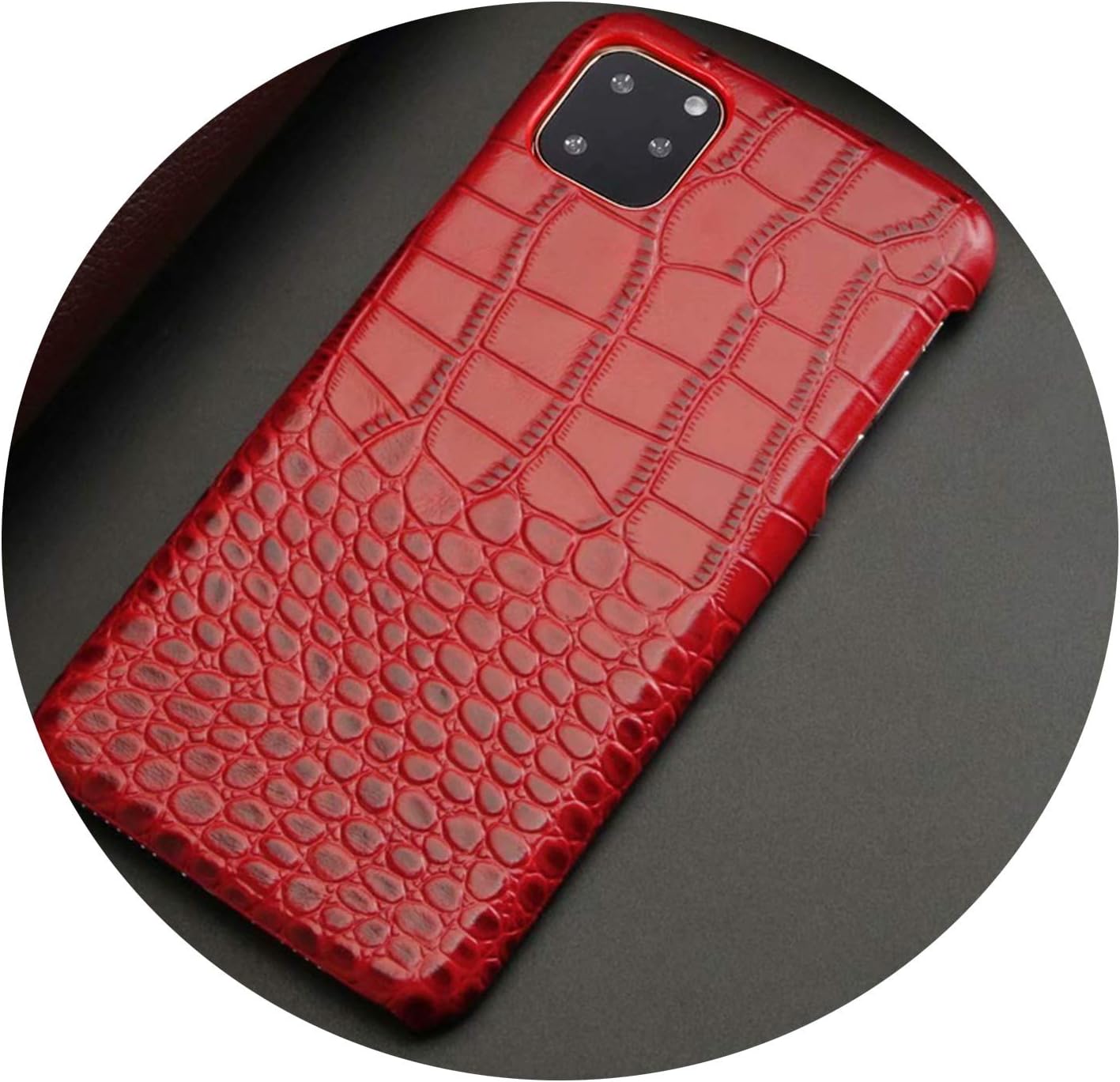 Luxury Genuine Leather Phone Case for iPhone 11 Pro Max Crocodile Grain Cow Hide Cover Fashion Plain Business,for iPhone 11 Pro Max,Red