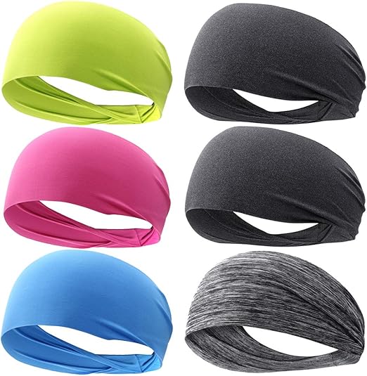 Fascia Per Capelli Donna Larga Morbida – 6 Pezzi Elastiche Antiscivolo – Per Sport, Yoga, Corsa, Makeup - 2