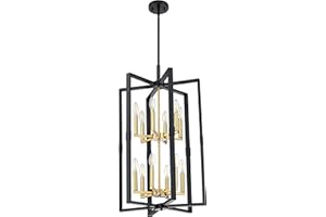 Dolaimy House 12-Light Farmhouse Rustic Vintage Gold Hanging Pendant Industrial Kitchen Island Semi Flush Mount Ceiling Light Black Finish Fixture for Dining Room Hallway Entryway Bedroom