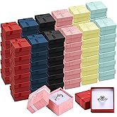 Small Gift Boxes for Jewelry, 72 Pack Ring Boxes Bulk, Cardboard Jewelry Boxes with Ribbon Bow, 2 Inch Multi Color Gift Cases