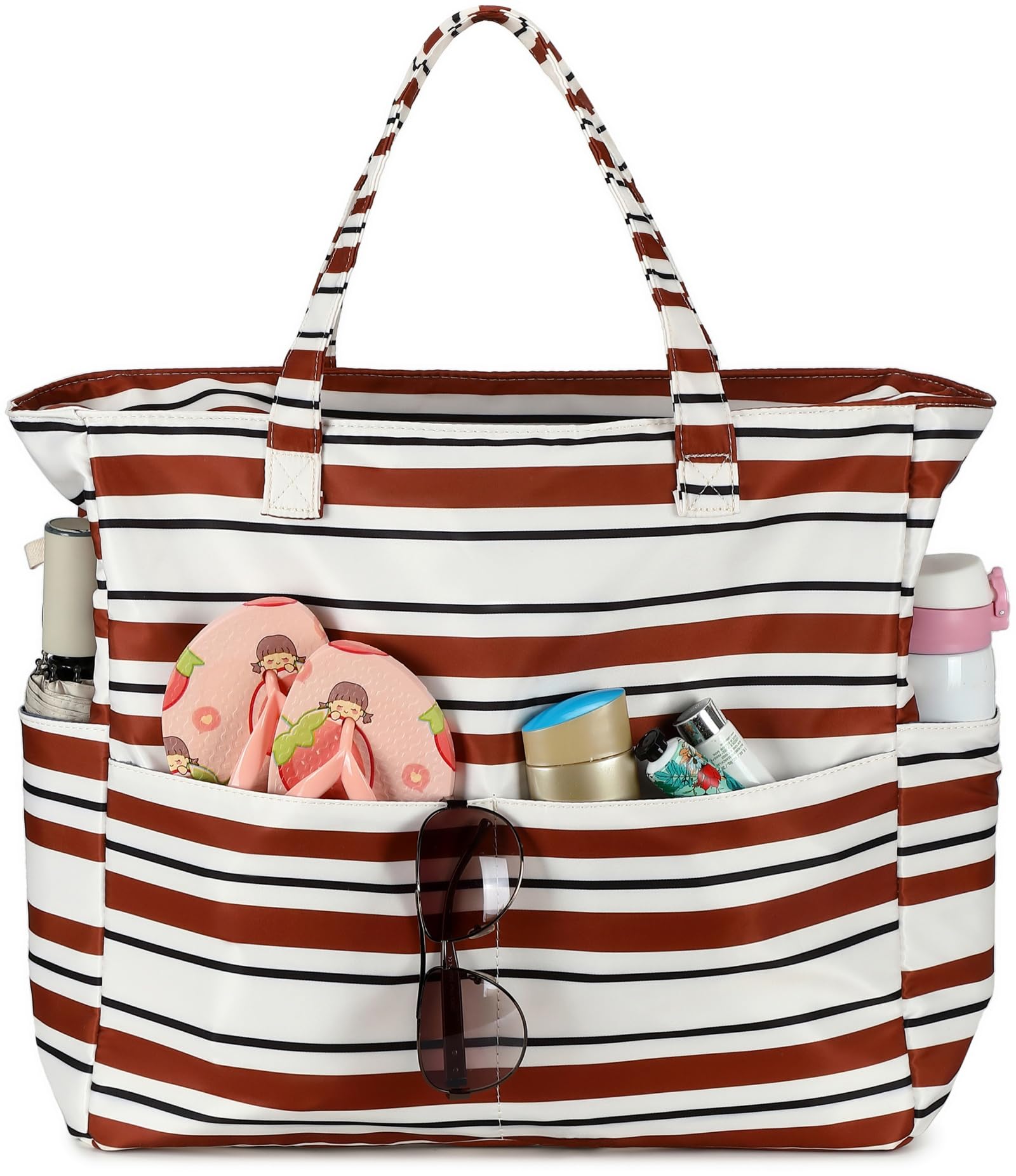 Photo 1 of LEDAOU Large Beach Tote Bag Women Waterproof Sandproof Zipper Beach Tote Bag for Pool Gym Grocery Travel with Wet Pocket