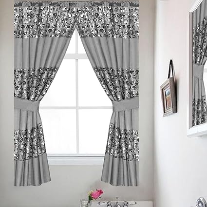 Popular Bath Sinatra Silver Window Curtain Amazon Co Uk