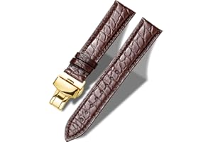 Moran Genuine Leather Band Alligator and Cowhide Replacement Deployment Buckle Watch strap18mm to 24mm Crocodile Leather Strap for Men's and Women's
