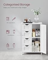 VASAGLE Bathroom Floor Storage Cabinet White LHC41W 4 Drawers Door view 5