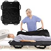 ZHEEYI Positioning Bed Pad with 8 Reinforced Handles 48" x 40" Washable | Reusable Nylon Transfer Sheet for Turning Lifting Repositioning and Moving Elderly and Bedridden Patients, Black