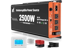 VIOPUMPO 2500 Watt Sump Pump Battery Backup System, Pure Sine Wave Output, Professional Backup System in The Event of a Power Outage, Remote Controller with LCD Screen, Automatic Grid and Battery Switchover