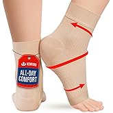 KEMFORD Ankle Compression Sleeve - 1-Pair, Plantar Fasciitis Braces - Open Toe Compression Socks for Swelling, Sprain, Neuropathy, Arch Support for Men and Women
