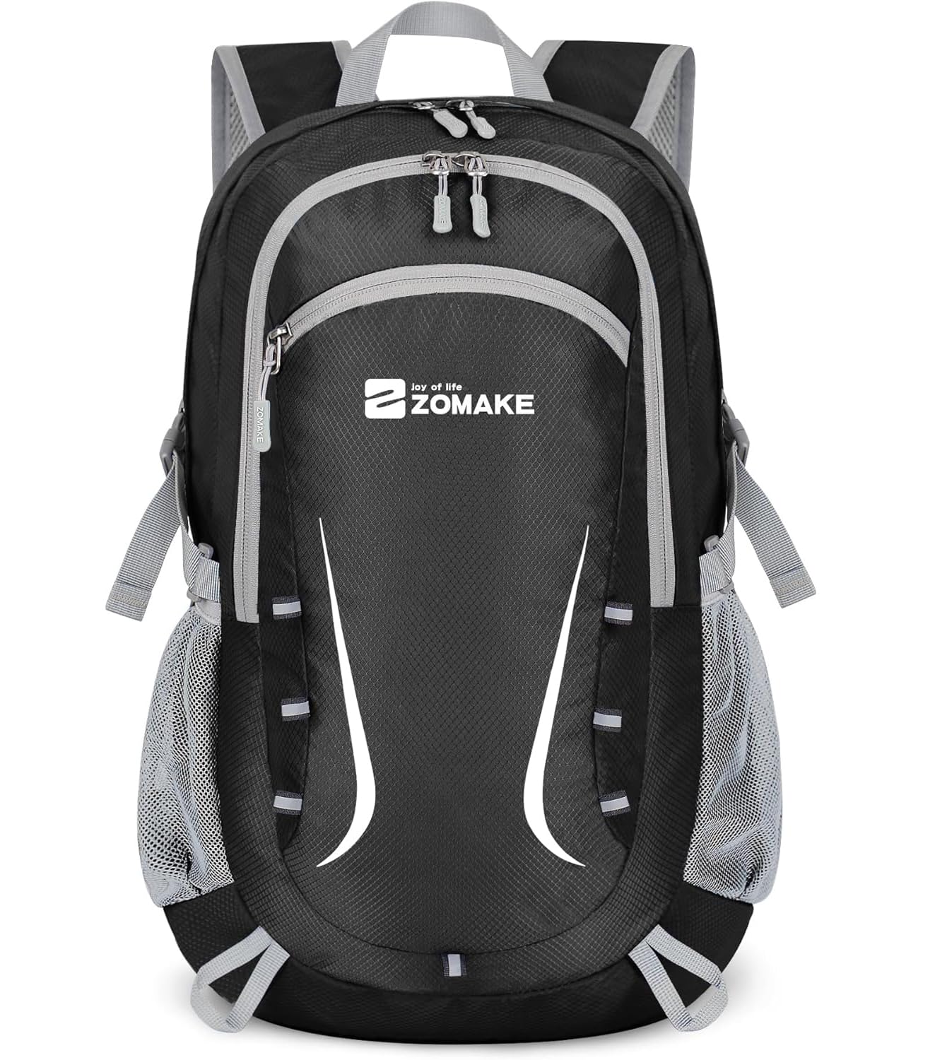 ZOMAKE Lightweight Foldable Backpack, 35L Packable Rucksack Folding Small Back Pack Foldaway Ultralight Daypack Collapsible for Women Men Travel Hiking Walking (Black)