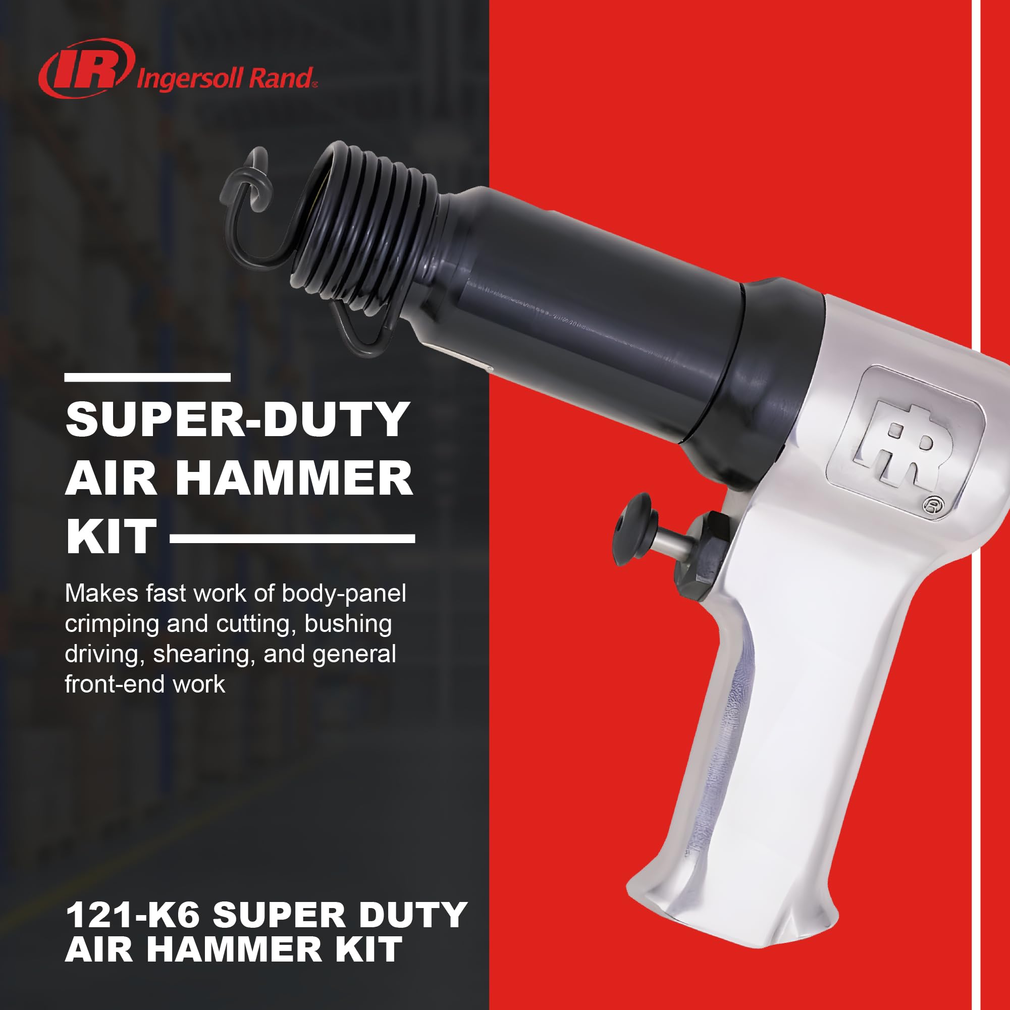 Ingersoll Rand 121-K6 Super Duty Air Hammer Kit, 121/Q Tool Plus 6 PC Chisel Set with Storage Case, Touch Trigger for Max Control, 3000 BPM
