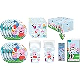 Peppa Pig Birthday Party Supplies Bundle for 16 includes Lunch Plates, Lunch Napkins, Cups, Table Cover (Bundle for 16)