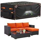 JZAHYUK Outdoor Furniture Covers Waterproof, Rectangular Patio Table Chair Sofa Set Cover, Patio Furniture Covers with Upgraded Fastener Windproof Buckles 74" L×47" W×28" H