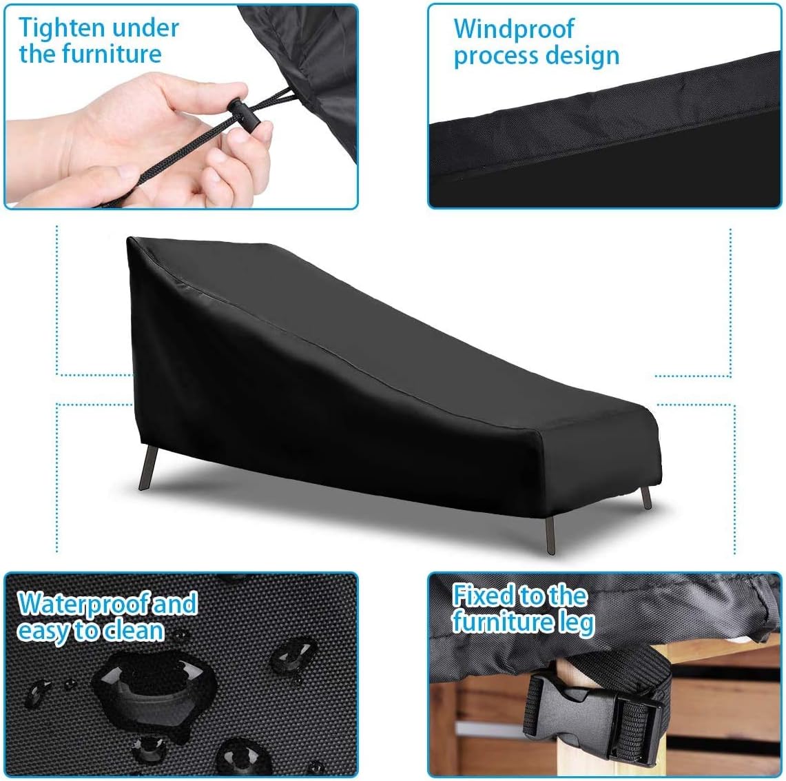 Patio Lounge Chair Cover, NASUM Waterproof Outdoor Lounge Chair Covers, 420D Upgraded Patio Furniture Cover, Durable Fading Resistant,Tear-Resistant, UV Resistant, 2 Pack(86Lx34Wx30H Inches): Home & Kitchen