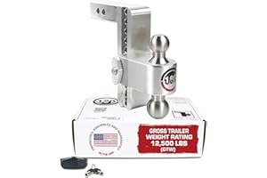 Weigh Safe Adjustable Trailer Hitch Ball Mount - 8" Adjustable Drop Hitch for 2" Receiver - Premium Heavy Duty Aluminum Trailer Tow Hitch w/ Stainless Steel Tow Balls (2" & 2 5/16") - 12,500 lbs GTW