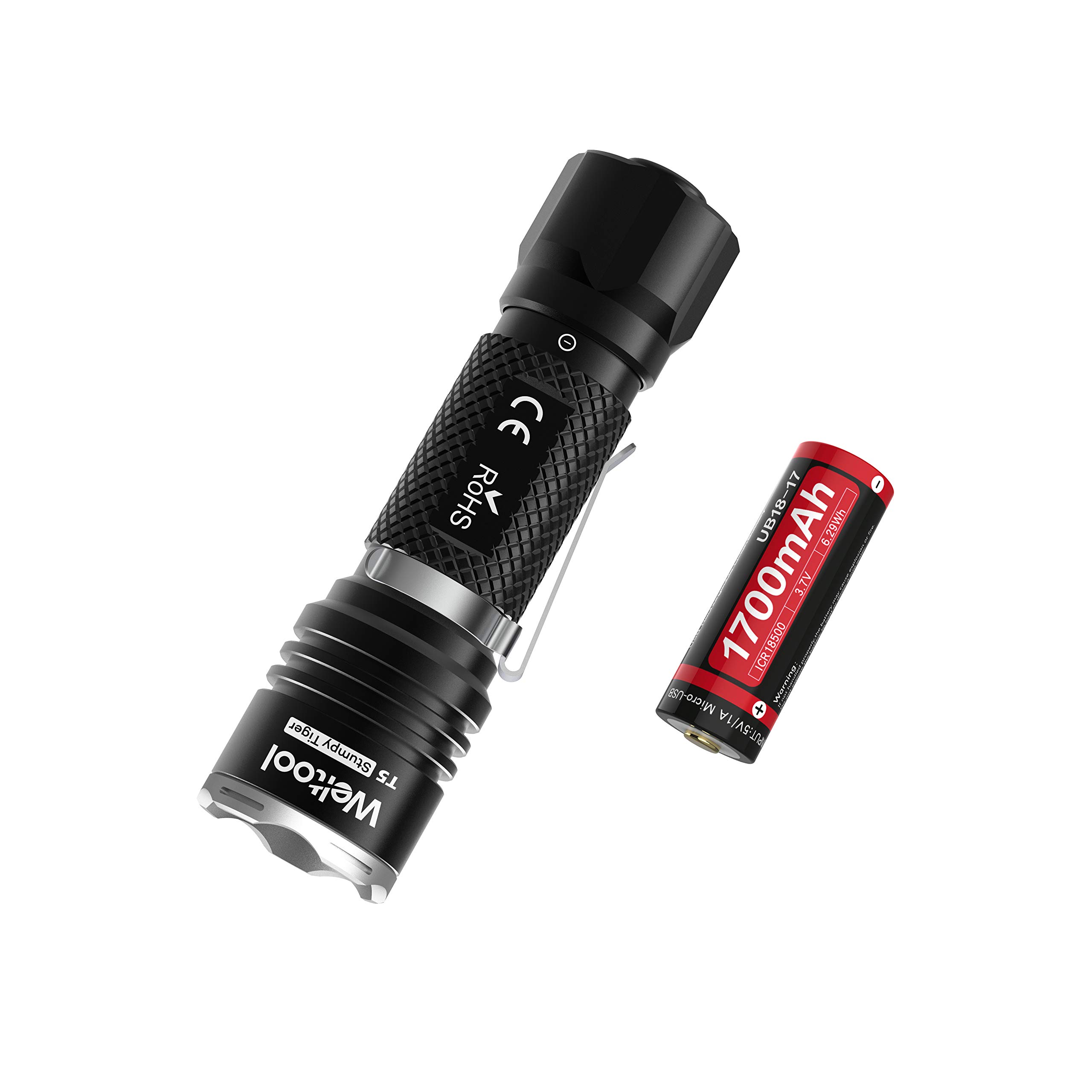 Weltool T5 Compact Tactical Torch for Home Safety Outdoor Hunting, Rifle, Shotgun Light Mounted to Remington 870, Mossberg 500, 590 - Crenellated Bezel - IP67 Waterproof