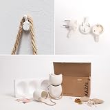 Kazai Ellie Wall Planters 3 Piece Cream Matte Ceramic Hanging Pots view 6