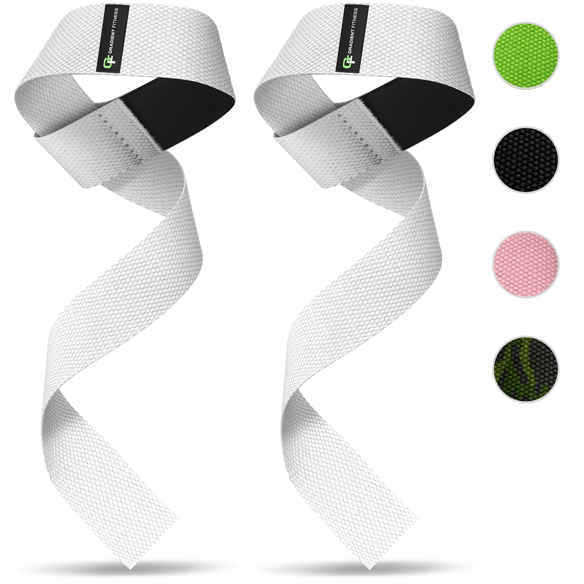Gradient Fitness Weight Lifting Wrist Straps (2 Pack) | Soft Neoprene Padded 20” Straps. Reduces Injury Risk for Weightlifting, Bodybuilding, Powerlifting, Strength Training, and Deadlifts (White)