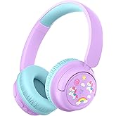 iClever Clever BTH22 Kids Bluetooth Headphones, 60H Play Time, 74/85 dBA Safe Volume, Bluetooth 5.4, USB C, Over Ear Kids Headphones Wireless with Mic AUX Cord for iPad/Tablet/Travel/School, Lilac