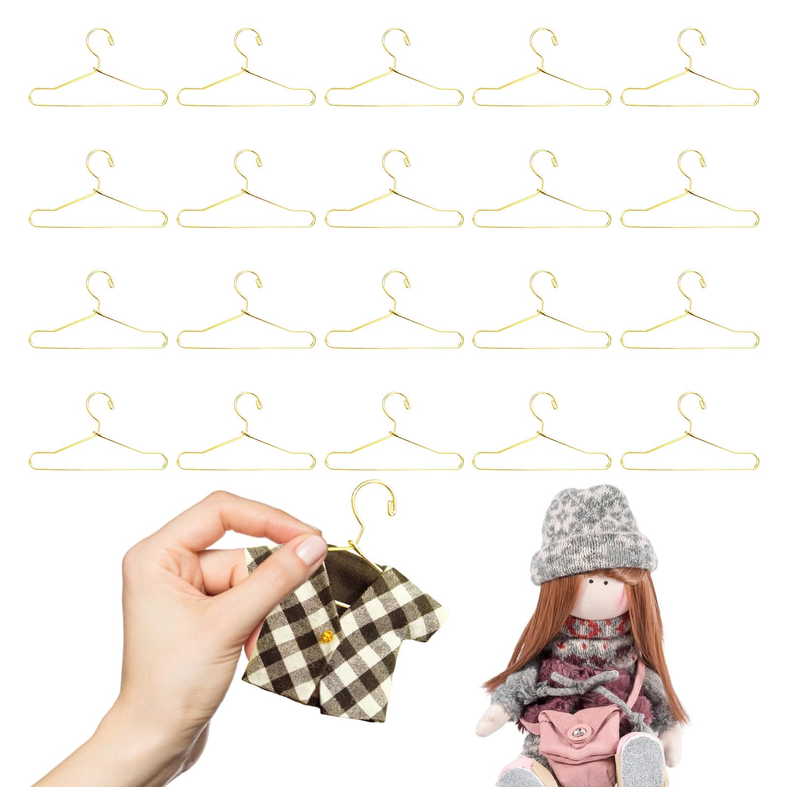 Photo 1 of 20Pcs Golden Mini Metal Clothes Hangers, 2.5 Inch Doll Clothing Hangers for Dollhouse Wardrobe, Doll Outfit Accessories and Closet Organization