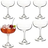 YARYOUNG Set of 6 Crystal Champagne Glasses - 7 oz Elegant Coupe Glasses for Martini, Margarita, Cocktails & Champagne Tower, Dishwasher Safe, Gift Box Wedding & Party Glassware
