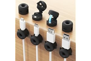 Magnetic Cable Clips 8 Pack, Silicone Cord Organizer with Strong Adhesive, Desk Cable Management & Cord Holder for Phone Char