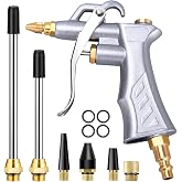 JASTIND Industrial Air Blow Gun with Brass Adjustable Air Flow Nozzle Kit | Extra 2 Steel &amp; Copper Air Extension, Brass 1/4" Standard Quick Connector, Air Compressor Accessory Tool for Dust Cleaning