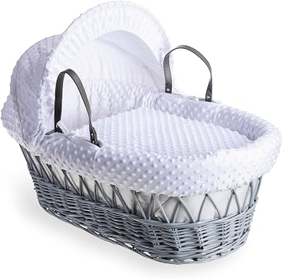 Clair de Lune Dimple Grey Wicker Moses Basket UK Handmade 9 kg BS EN 1466