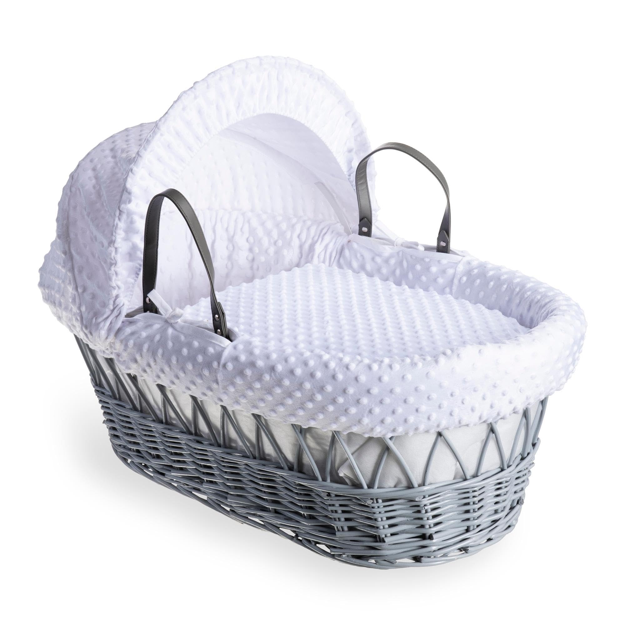 Clair de Lune Dimple Grey Wicker Moses Basket