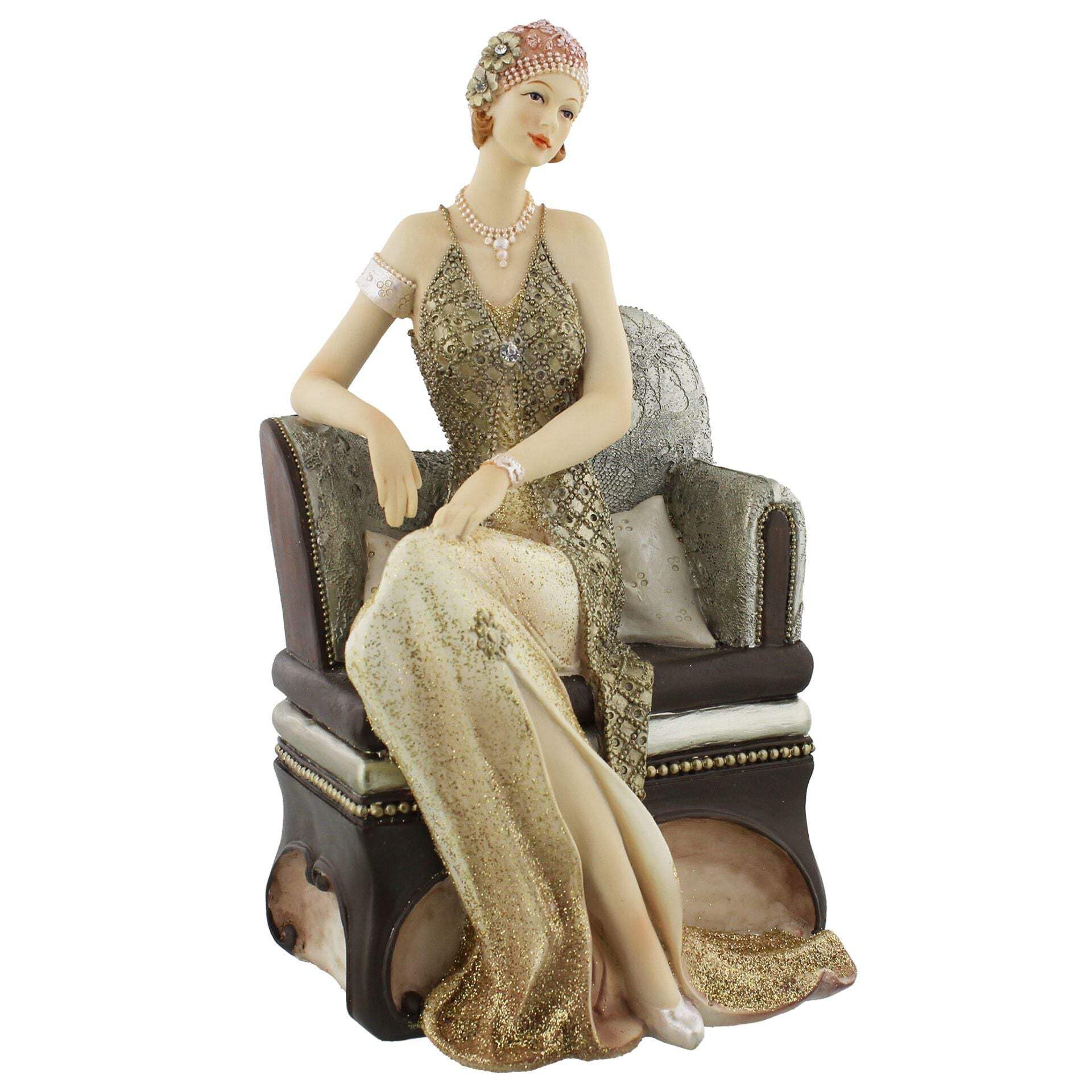 Juliana Broadway Belles Gold Glitter Figurine Sat On Chaise Lounge Valerie