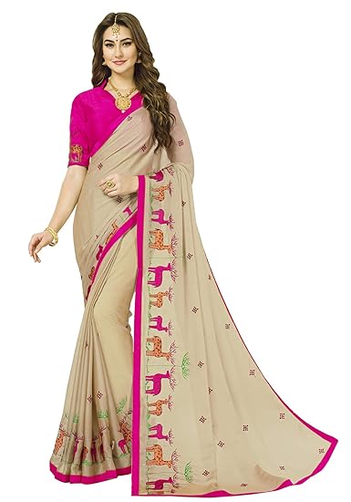 Womens Rangoli Silk Saree(kashmiri102_beige)