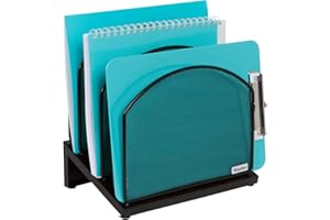 Dasher Products Inclined File Sorter Desk Organizer - File Rack with 5 Upright Sections for Documents, Binders, Folders, Clipboards, and More. Desktop Organization for Home, Office, School, and Store